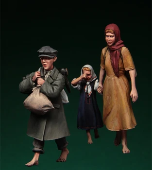 1/35 Živice Obrázok Modelu Auta 089 ruských utečencov, 1941-45 Deti Tri Postavy Nezmontované nevyfarbené Top
