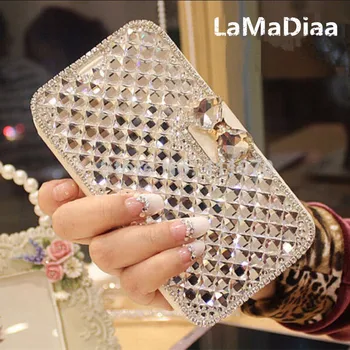LaMaDiaa Luxusné Bling Drahokamu Diamond Telefón Prípade iPhone14 11 12 13 mini Pro Max XR X 6 7 8 plus Peňaženky, Kožené Flip Cover