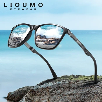 LIOUMO 2020 Fashion Square slnečné Okuliare Mužov Polarizované Okuliare Ženy Vonku Jazdy UV400 Povlak Zrkadlo Šošovky zonnebril heren