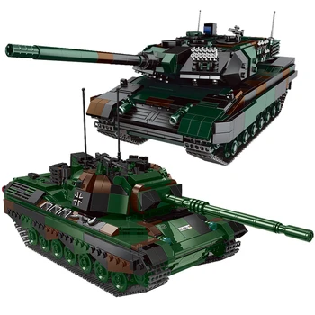 BZDA WW2 Vojenské Série Tank Leopard 2A6 Hlavný Bojový Tank Stavebné Bloky Leopard 1 Hlavný Bojový Tank Model Tehly Hračky Pre Chlapcov