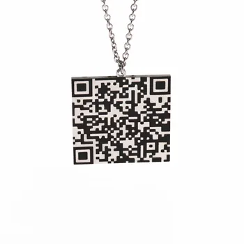 Vlastný QR Kód Náhrdelník Módne Milovníkov Šperky z Nerezovej Ocele Geometria Štvorec Náhrdelník Tajnú Správu Prívesok Priateľstvo Darček