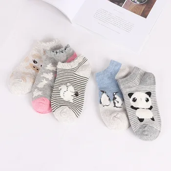 ženy bavlnené ponožky Roztomilý zvierat Prekladané Ženy Ponožky Tvorivé Bežné Zábavné Ponožky pre Ženy