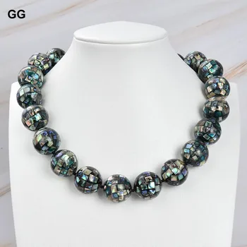 GuaiGuai Šperky Prírodné 18 mm Paua Abalone Shell Okrúhle Korálky Náhrdelník CZ Spona Pre Ženy Lady Darček Šperky