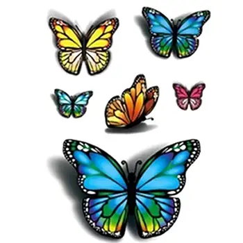 3D Tetovanie Vymeniteľné Nepremokavé Art Tattoo Art Nálepka Nálepka Tetovanie Nálepky Dočasné Nálepky Multicolor Motýľ Vzor Sti