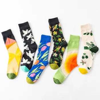 Nové ponožky, Európskej a Americkej Harajuku štýl tvorivé trendy ponožky, farebné ponožky, osobné kvet, vták ponožky