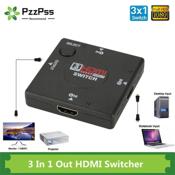 PzzPss 1080P HDMI Prepínač 3 vstup 1 Výstup Mini 3 Port HDMI Switch Žena Žien Switcher Splitter Okno Výber Pre HDTV PC