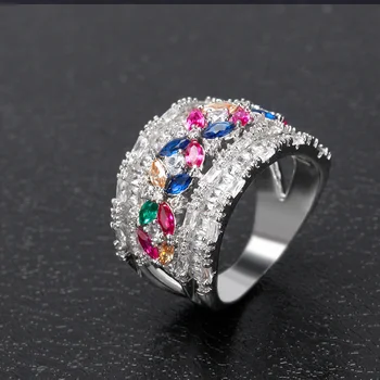 Nevesta Hovoriť Luxusné Super Veľké Krúžky Spevnené Zirconia Mosadz Šperky Príslušenstvo Zapojenie Svadobné Crystal Lesklé Prstene Pre Ženy Darček