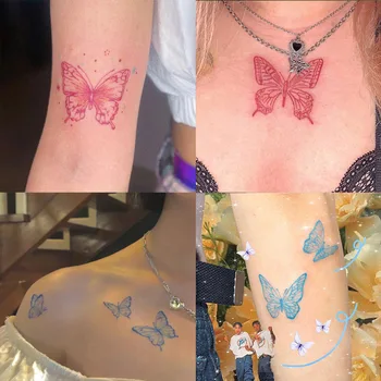 30PC Červená Motýľ Dočasné Tetovanie Nepremokavé Farebné Rameno, Zápästie Hrudníka Falošné Tetovanie Samolepky Pre Ženy Grils Flash Obtlačky Tatoos