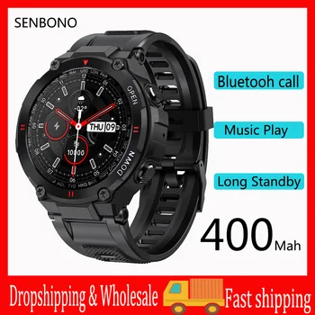 SENBONO Smart Hodinky Mužov 400Mah Big Batérie Prehrávanie Hudby Fitness Tracker Bluetooth Hovor Šport Smartwatch 2022 Monitorovanie Zdravia