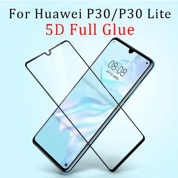 5d plný lepidlo, tvrdené sklo prípade huawei p30 lite kryt ochranný screen protector telefón bezpečnosti tremp na p 30 p30lite svetlo