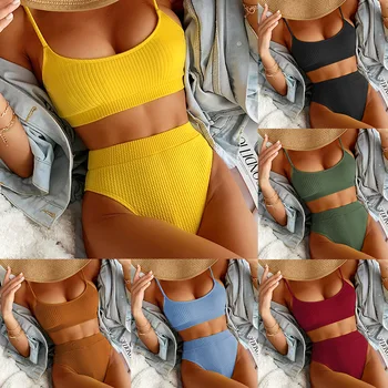 2022 Nové Špirály Jamy Pás U-tvarované Vysokým Pásom Bikini Sexy Plavky Ženy