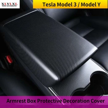 matný Uhlíkových vlákien späť na Tesla Model 3 stredovej Konzoly Sedadla lakťová opierka Box pre Tesla Režime Y Ochranný Kryt Dekorácie
