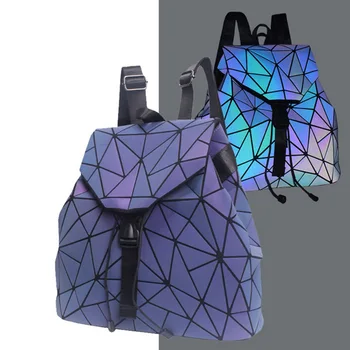 Svetelný bao taška Batoh Ženy Geometrické Batohy Pre Dospievajúcich Dievčat, Žien Laser Diamond Študenta Školy Taška Mochila Bolsas