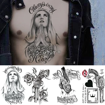 Modlil Anjel Rameno Dočasné Tetovanie Nálepky Zbraň Ruže Kvet Nepremokavé Tatto Láska A Pokoj Body Art Falošné Tetovanie Muži Ženy