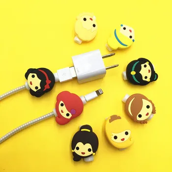 10Pcs Disney Princezná Kábel Chránič USB Kábel Winder Pre Apple IPhone Pre Samsung Xiao Huawei Kábel Ochranu Dekorácie