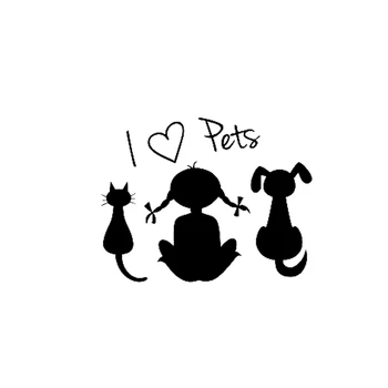 Dawasaru Milujem Zvieratá Dieťa Dievča, Pes, Mačka, Auto Nálepky Cartoon Nepremokavé Obtlačky Notebook, Auto Doplnky, Dekorácie, PVC,15 cm*12 cm