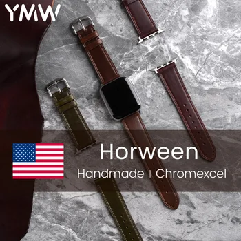 YMW Horween Chromexcel Popruh Pre Apple Hodinky Kapela 45 mm 44 mm 41mm 49 mm, Ručné pravej Kože Watchband Pre iWatch Ultar 8 7 6