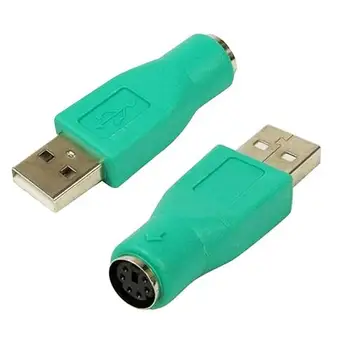 1 KS Male USB Port Na 6Pin PS2 Žena Converter Jednoduchá Inštalácia Zelený Adaptér Pre PS2 Myš Alebo PS2 Klávesnice