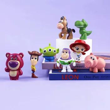 4,5 cm 8pcs/Veľa Disney Príbeh Hračiek Anime Obrázok Buzz Lightyear Jessie Woody Cudzie Ploche Ozdoby PVC Kolekcie Bábika