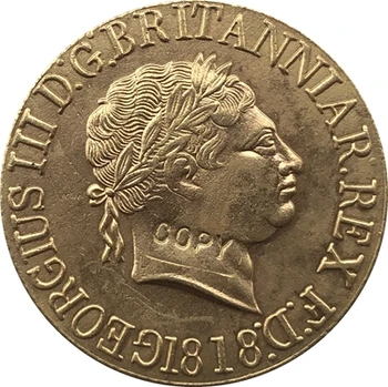 24 K zlatom 1818 Spojené Kráľovstvo 1 Suverénne - George III mince kópia