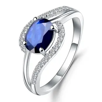GEM BALET 100% 925 Sterling Silver Klasické Jemné Krúžky 1.66 Ct Oválne Prírodné Blue Sapphire Drahokam Krúžok pre Ženy Šperky
