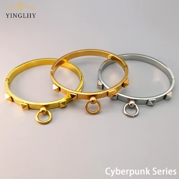 Yingliiy 316lstainless ocele Luxusný Náramok Prívesky Pre Ženy, Zlatá Farba Crystal Jednoduché Trendy otvoriť Módne Šperky Strany Darček