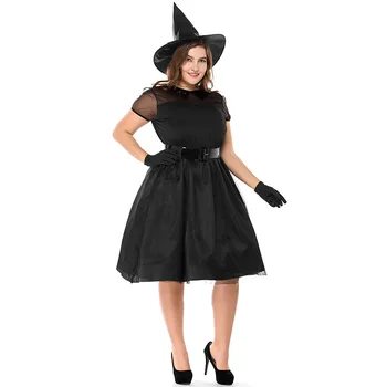 Umorden M-3XL Plus Veľkosť Halloween Karneval Party Čierna Čarodejnica Kostým Čarodejnice Kostýmy pre Dospelých Žien Adulto Fantasia Šaty