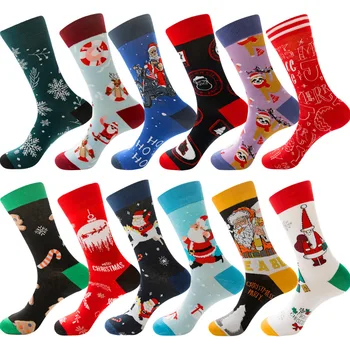 2022 módne Vianočné Santa Claus pánske Ponožky Elk Príliv Ponožky Vianočný Stromček Geometrické Bavlna Radi Vtipné Ponožky