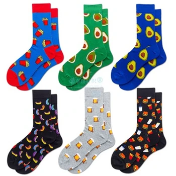Pánskej a dámskej módy, bavlnené ponožky, hamburgery, hranolky, dlhé trubice farby ponožky ZQ013