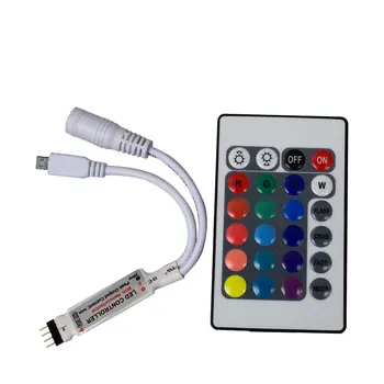 Mini RGB LED Controller 4 pin 24 Kľúče DC 5V 12V Stmievač IR Bezdrôtové 4pin Diaľkové Ovládanie pre SMD 2835 5050 RGB pásky pás Svetla