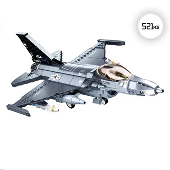 1:44 Vojenská Série WW2 F16 Jet Multifunkčné Stíhací Pilot MOC Model Stavebné kamene, Tehly, Hračky, Darčeky
