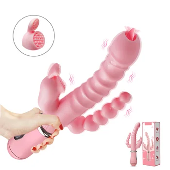 3 V 1 Double Penetrácia G-Spot Vibrátor Stimulátor Klitorisu Análny Pošvy Dildo Masturbators Sexuálne Hračky pre Ženy Dospelý Pár 18