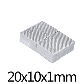 20-50PCS 20x10x1 mm Štvorcových Super Silné Neodýmu Magnet Blok Permanentné Magnety 20x10x1mm Silné Magnety, Magnetické 20*10*1 mm