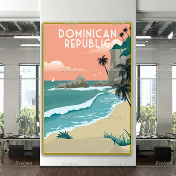 Dominikánska Republika Cestovanie Plagát,Dominikánska Republika Cestovanie Tlač,Dominikánska Republika Wall Art,Karibiku Tlač Domova Plátno
