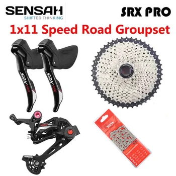 SENSAH SRX PRO 1x11 Rýchlosť 11s Cestnej Bike Sada STI R/L Radenie + Zadnej Prehadzovačky + Kazeta + Reťaz Štrk-Bicykle, Cyklo-Cross