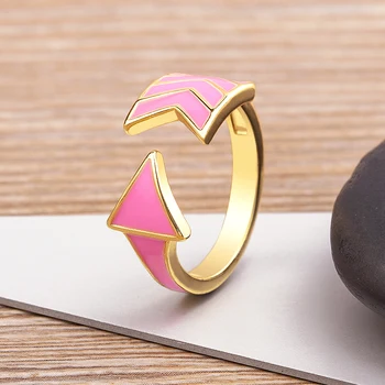 Nidin Jemné Estetické Smalt Otvoriť Prstene Pre Ženy Odkvapkávanie Oleja Candy Farby Šípku Trendy Nastaviteľné Šperky Svadobný Dar