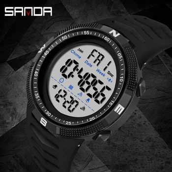 Móda SANDA Značky Vojenské pánske Hodinky 50M Nepremokavé Športové Hodinky pre Mužov LED Elektronické náramkové hodinky Relogio Masculino