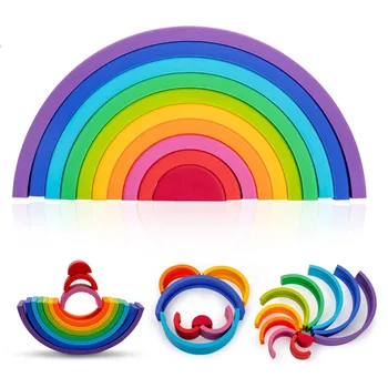 Silikónové Dieťa Dúhy Stacker Hračky BPA Free Pre Deti Tvorivé Rainbow Stavebné prvky Montessori Vzdelávacích Hračiek Deti Darčeky
