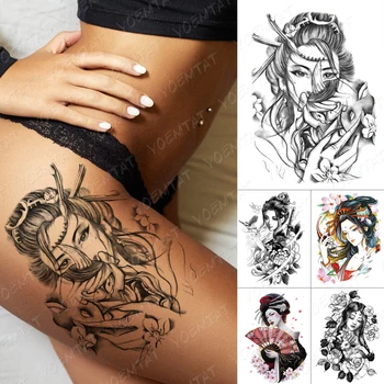 Nepremokavé Dočasné Tetovanie Nálepky Japonský Pradžňa Odpor Geisha Flash Tetovanie Krásy Body Art Rameno Falošné Tetovanie Ženy Muži