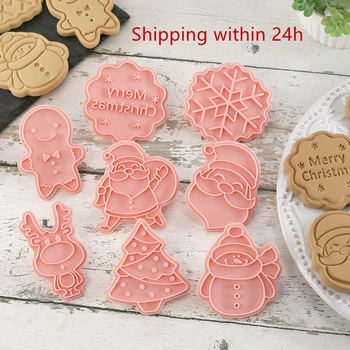 8Pcs/Set Vianočných Cookie Frézy Pečiatka Plastové Cartoon ABS Biscoito Plesne Vianoce DIY Pečenie Formy Biscuit Cake Decoration Nástroje