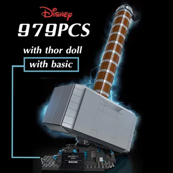 Disney 979PCS FIT 76209 Pomstiteľ Thors Thunder Hammer Galaxy Hrdinovia Hračka Zbraň Mjolnirs Stavebný kameň Tehla Dieťa Vianočný Darček