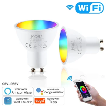 WiFi Smart Svetlo LED Žiarovky RGBCW 5W Stmievateľné Žiarivky SmartLife Diaľkové Ovládanie Práce s Alexa Domovská stránka Google