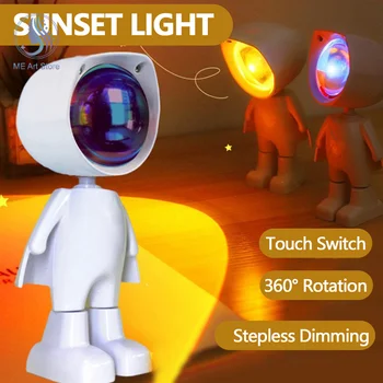 Astronaut Robot Rainbow Premietacie Slnko Lampa Tabuľka Nočné Svetlo Slnka Lampa Nekonečné Stmievanie Atmosféru Spálne Svetlo Domova