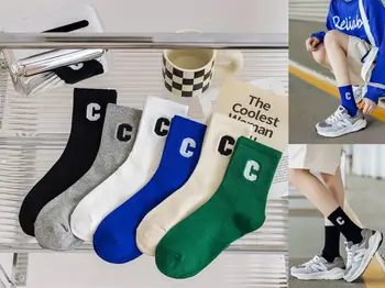 Nové písmeno C kórejský trend v skúmavke bavlnené ponožky módne jednoduchý štýl