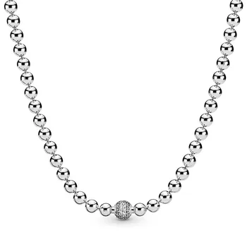 Autentické 925 Sterling Silver Momenty Korálky & Pripraviť Crystal Posuvné Náhrdelník Pre Ženy Perličiek Kúzlo Diy Módne Šperky
