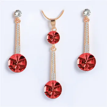 ZOSHI Trendy Red Crystal Šperky Sady Pre Ženy Zapojenie Pozlátené náhrdelníky & prívesky, Náušnice Veľkoobchod Svadobné Šperky