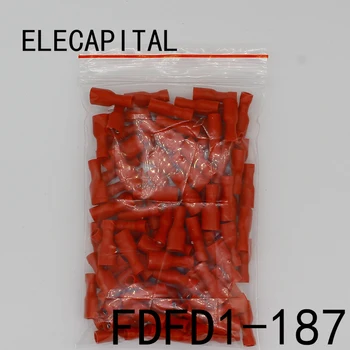 FDFD1.25-187 FDFD2-187 izolačné Žena Izolované Elektrické Krimpovacie vypínače 100KS/Bal Kábel, Vodič FDFD