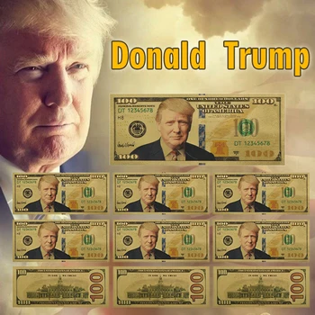 Trump Pozlátené Falošné Peniaze 10pcs Jedinečný Amerike Jeden Milión Dolárovej Bankovky, Papierové Peniaze, Dary Na Vianoce