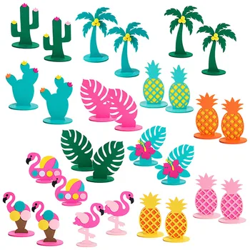 2 ks Tropické Flamingo Parti Dekor Ananásy Kaktus Coconut Tree Tabuľka Dekoratívne Lete Aloha Luau Havajská Párty Dekorácie