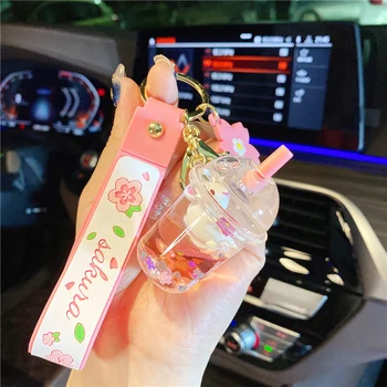 Kreatívne Roztomilý Sakura Králik Keychain Plávajúce Olej Plávajúce Fľaša Prívesok Na Darček